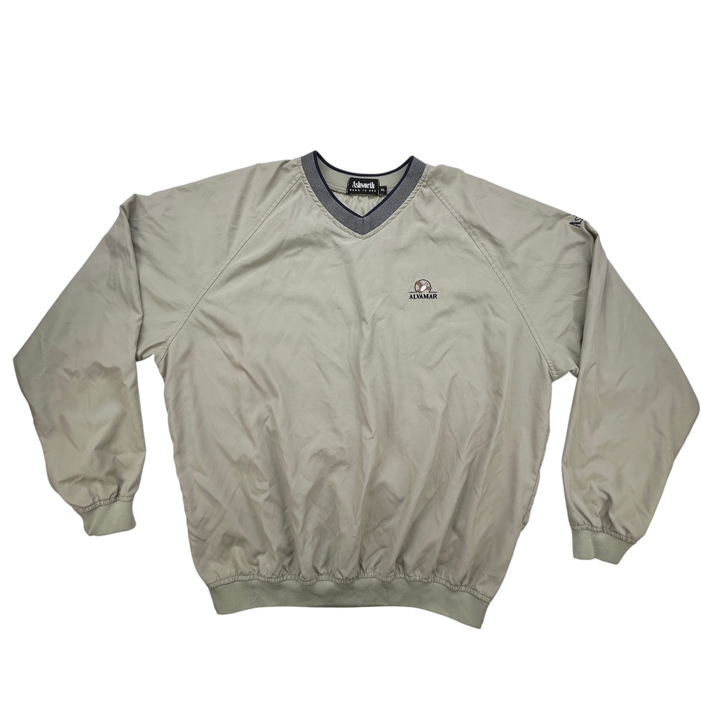 Ashworth Pullover Mens XL Golf Windbreaker ALVMAR Logo Beige USA Made